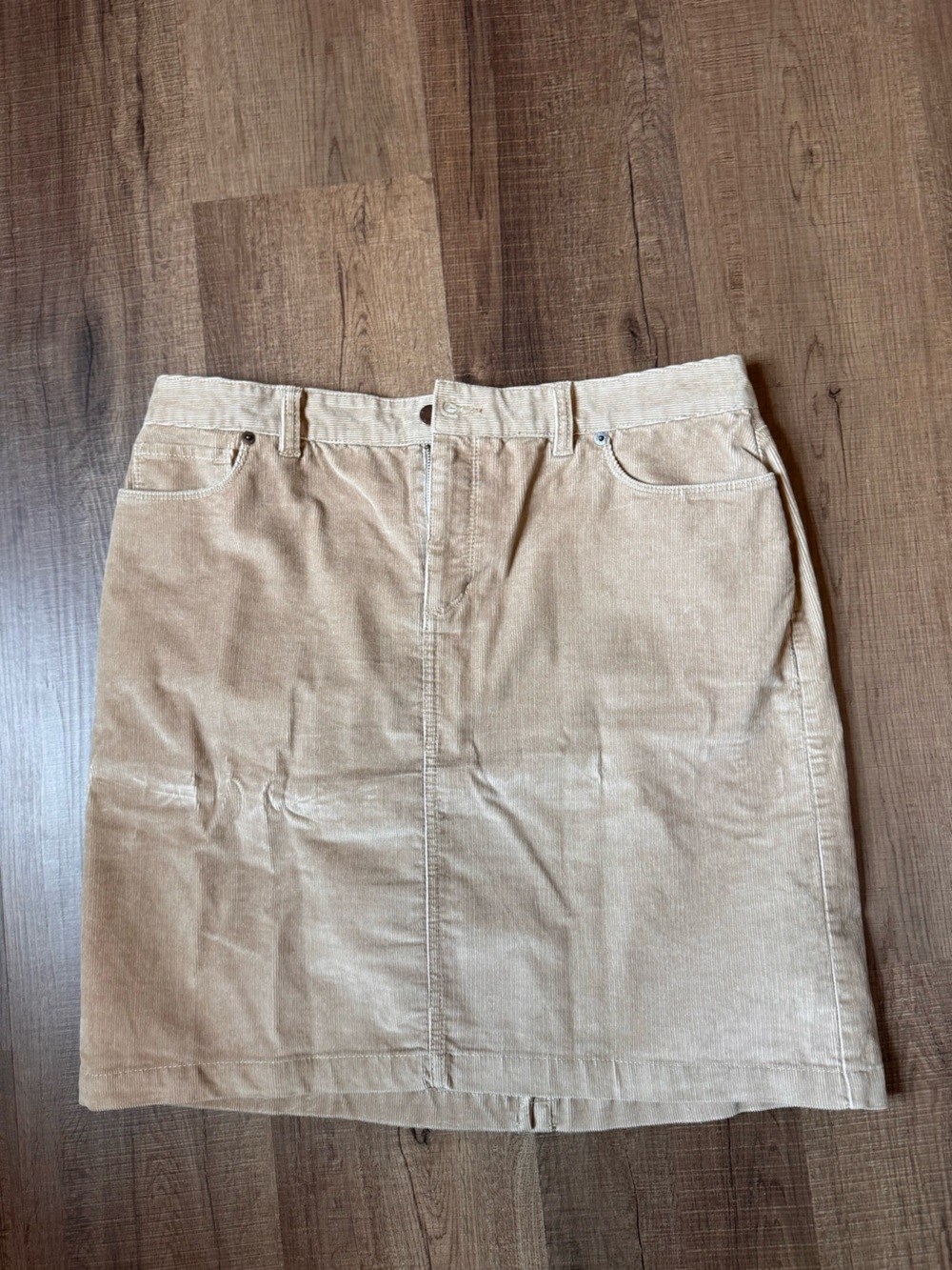 L.L. Bean Tan Corduroy Midi Skirt